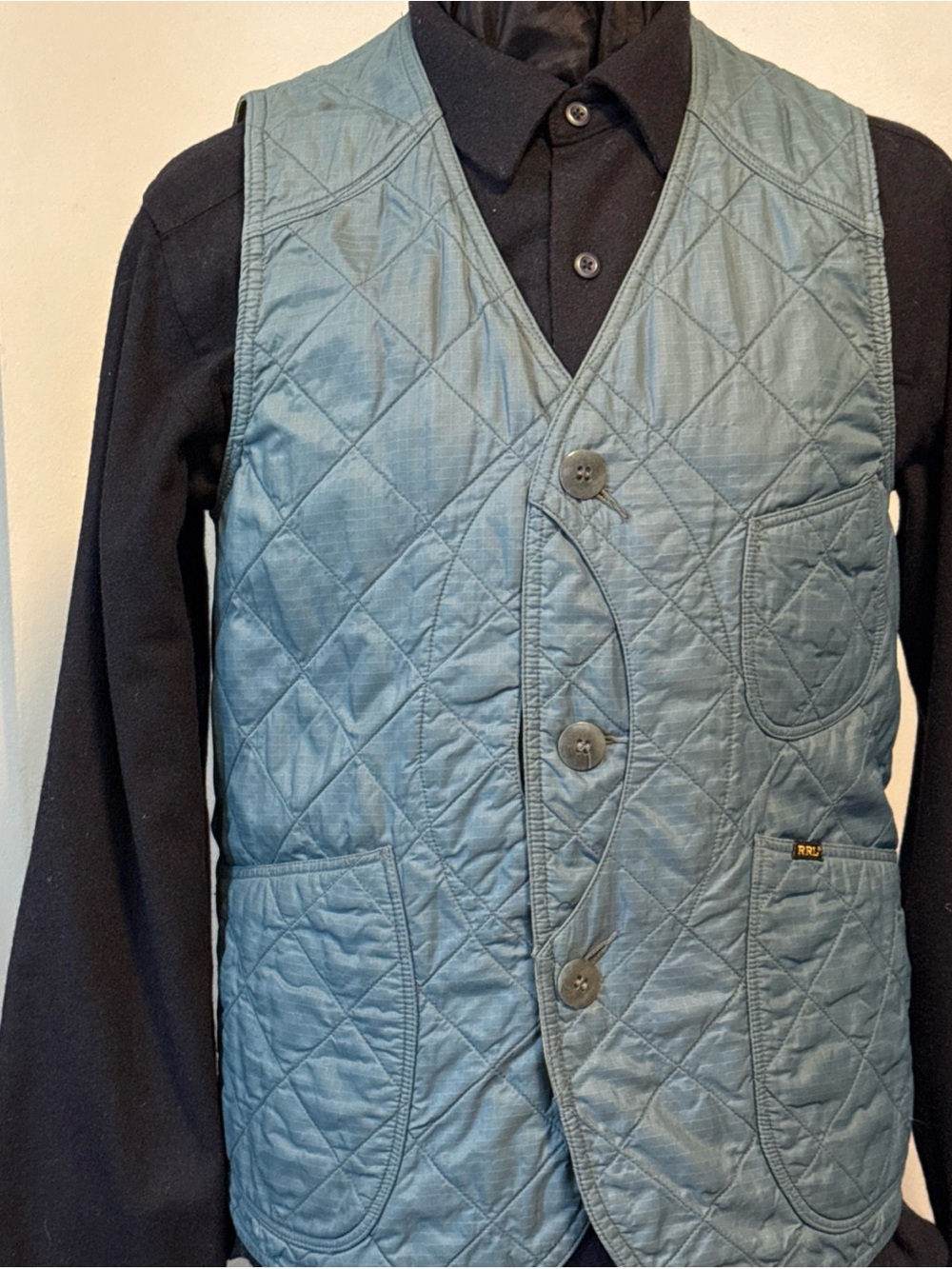 RRL Double RL Ralph Lauren Reversible Quilted Vest Blue & Mustard Size S